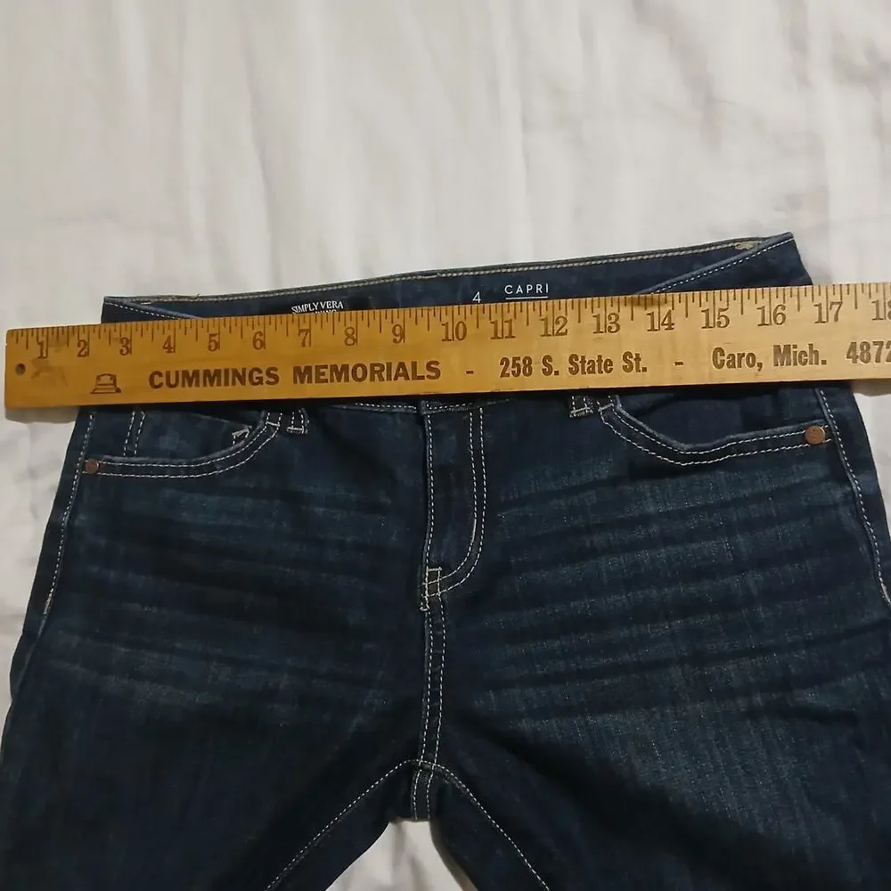 Simply Vera Vera Wang Denim 4 Capri Mid Rise Dark-Wash Straight Leg